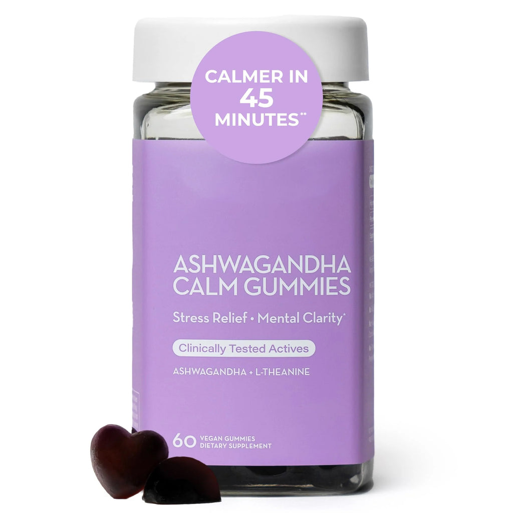 HUM Calm Ashwagandha Gummies for Women and Men, L-Theanine Ashwagandha Supplements for Daily Relaxation & Clarity Support, Vegan Fast Acting Gummy Formula, Mixed Berry Flavor, 60 Gummies