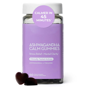 HUM Calm Ashwagandha Gummies for Women and Men, L-Theanine Ashwagandha Supplements for Daily Relaxation & Clarity Support, Vegan Fast Acting Gummy Formula, Mixed Berry Flavor, 60 Gummies