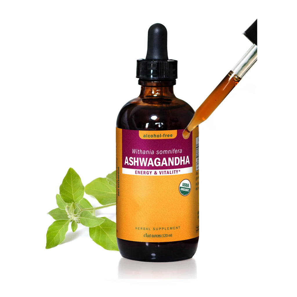 Herb Pharm Ashwagandha, Alcohol Free: Organic Liquid Extract | Traditional Stress Support Supplement, Vegan Ashwagandha Root Glycerite, Adaptogen Extract for Adults | Up to 12 Week Supply, 4 oz*