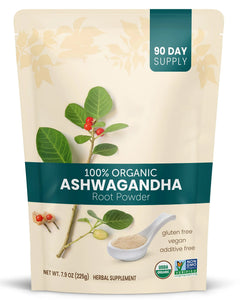 Himalaya 100% USDA Certified Organic Ashwagandha Root Powder Herbal Supplement, Supports Relaxation, Stress Relief, Energy, Occasional Sleeplessness, Non-GMO, Vegan, Flavorless, 7.9 Oz Bag