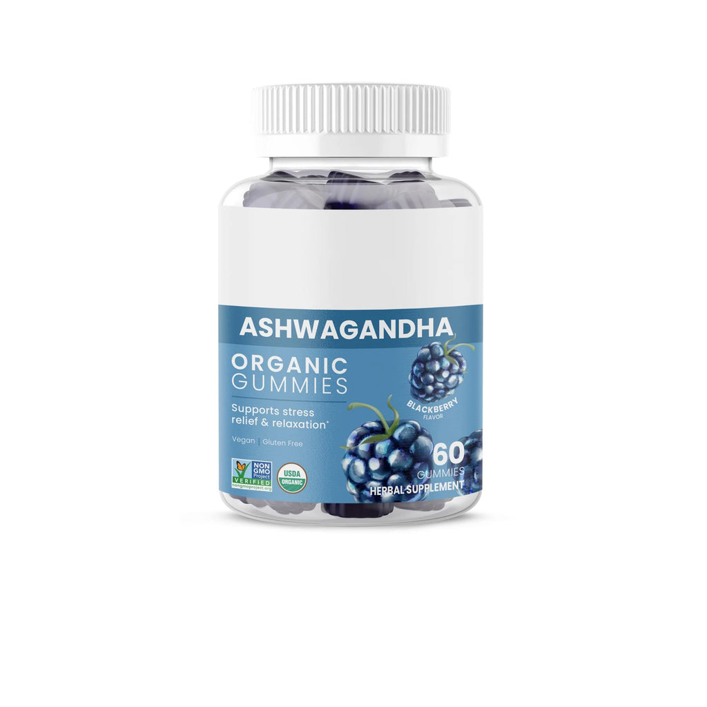 Himalaya Ashwagandha Organic Gummies, KSM-66 Organic Ashwagandha to Help with Stress Relief, Energy and Relaxation, 60 Gummies with Delicious BlackBerry Flavor