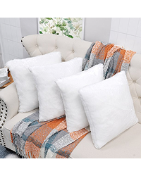 Home Soft Things Faux Fur Pillow Shell 4 Piece Set-Bright White “ 20³ X 20³