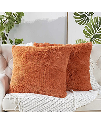 Home Soft Things Shaggy Pillow Shell 2 Piece Set “ Burnt Orange “ 26³ X 26³