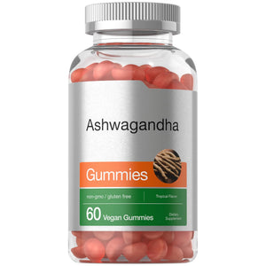 Horbäach Ashwagandha Gummies for Women and Men | 60 Count | Vegan, Non-GMO, Gluten Free Supplement | Tropical Flavor