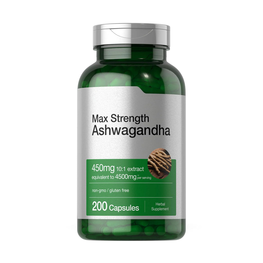 Horbäach Ashwagandha Supplement | Max Strength | 200 Capsules | for Women and Men | Non-GMO, Gluten Free