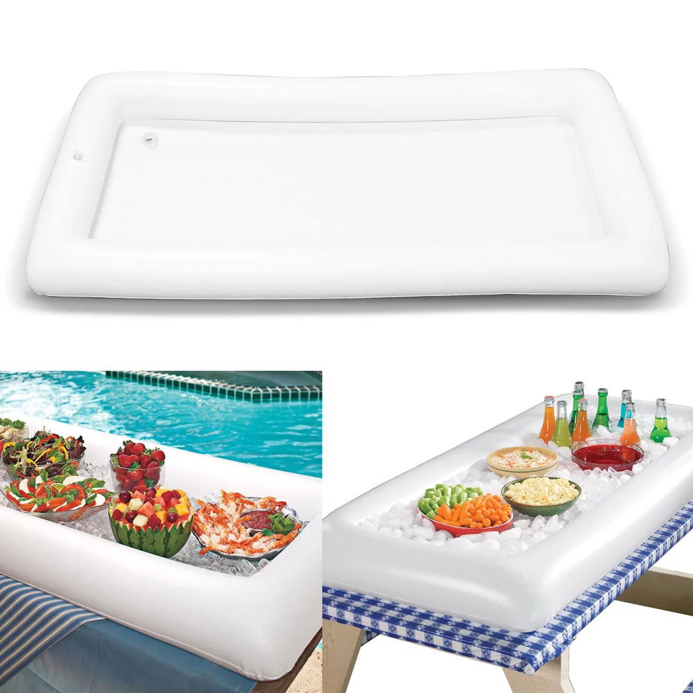 Inflatable Serving Bar Buffet Salad Ice Drink Food Cooler Picnic Camping Party Yard Outdoor Tray With Drain Plug