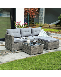 Joivi Patio Conversation Set, Pe Wicker Rattan Outdoor Furniture Set