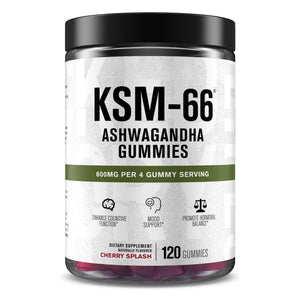 Jacked Factory Ashwagandha Gummies - KSM 66 Ashwagandha Gummies (600mg Per Serving) - Enhance Cognitive Function, Boost Mood, and Promote Hormonal Balance - 120 Gummies, Cherry Splash