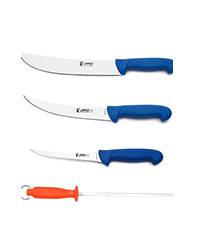 Jero 4 Piece P3 Butcher Meat Processing Set, Cimeter, Breaking, And Boning Knives “ Includes Mundial Sharpening Steel