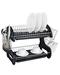 Ktaxon 2 Tier Dish Drainer Drying Rack Large Capacity Kitchen Storage Stainless Steel Holder