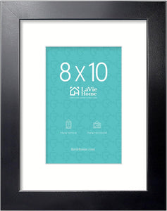 LaVie Home 8x10 Picture Frame, 8 x 10 Frame Display Pictures 5x7 with Mat or 8x10 Without Mat, Stable and Sturdy Black Frame and Polished Plexiglass, Horizontal and Vertical Format of The Walls, 1 Pc