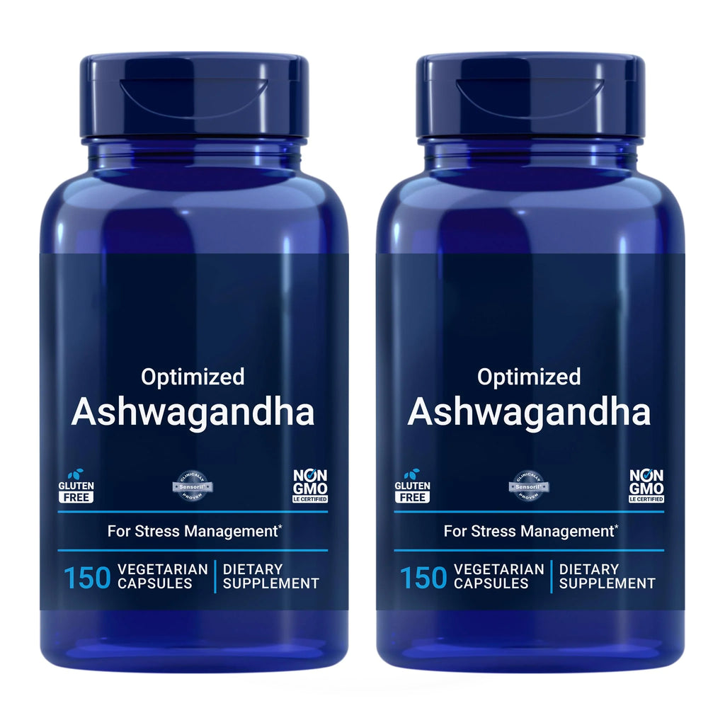 Life Extension Optimized Ashwagandha, 150 Veg Caps (Pack of 2) - Non-GMO, Gluten Free, Vegetarian Capsules