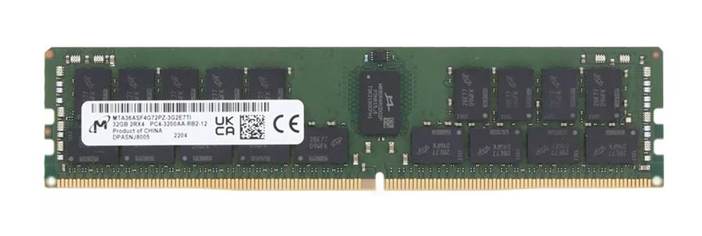 MTA36ASF4G72PZ-3G2E7TI - Micron 32GB 3200MHz DDR4 PC4-25600 ECC Registered CL22 288-Pin DIMM 1.2V Dual Rank x4 Memory Module