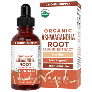 MaryRuth Organics Ashwagandha Root | USDA Organic Ashwagandha Liquid Drops | Stress Relief, Natural Calm, Relaxation and Mood Support Supplement | Adaptogenic | Nervine | Vegan | Non-GMO | 60 Servings