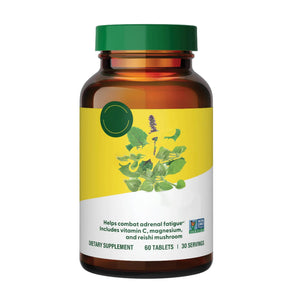 MegaFood Adrenal Strength - Adrenal Support Supplements with Ashwagandha and Magnesium Glycinate, Vitamin C, Holy Basil, Astragalus, Reduces Cortisol Levels - Vegetarian - 60 Tablets (30 Servings)