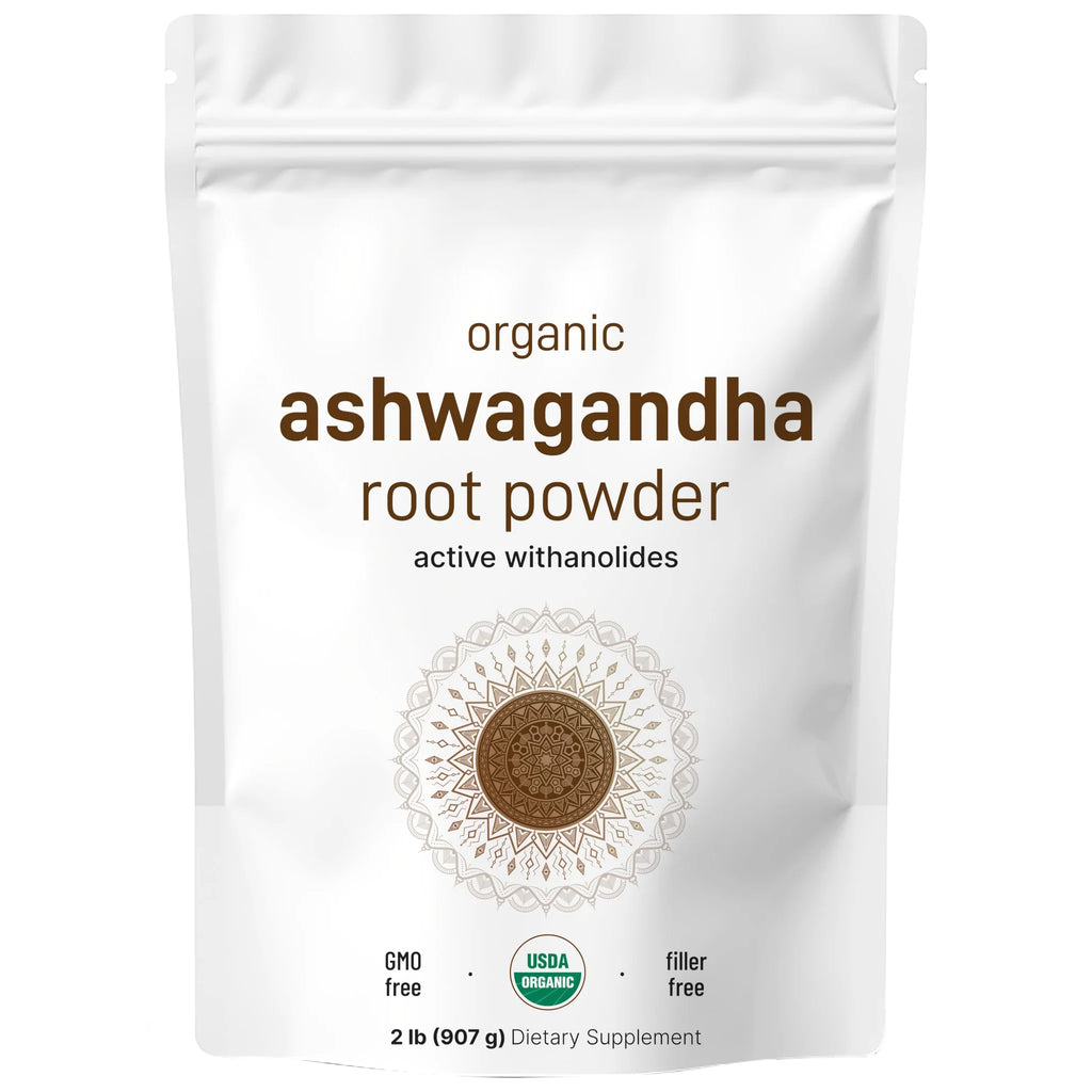 Micro Ingredients Organic Ashwagandha Root Powder | 2 Pound, No Filler, No Additives, Highly Purified | Active Withanolides, Adaptogenic Ayurvedic Herbal Supplements, No GMO, Gluten Free, India Origin