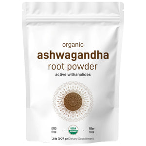 Micro Ingredients Organic Ashwagandha Root Powder | 2 Pound, No Filler, No Additives, Highly Purified | Active Withanolides, Adaptogenic Ayurvedic Herbal Supplements, No GMO, Gluten Free, India Origin