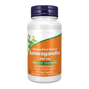 NOW Supplements, Ashwagandha (Withania somnifera) 450 mg (Standardized Extract), 90 Veg Capsules