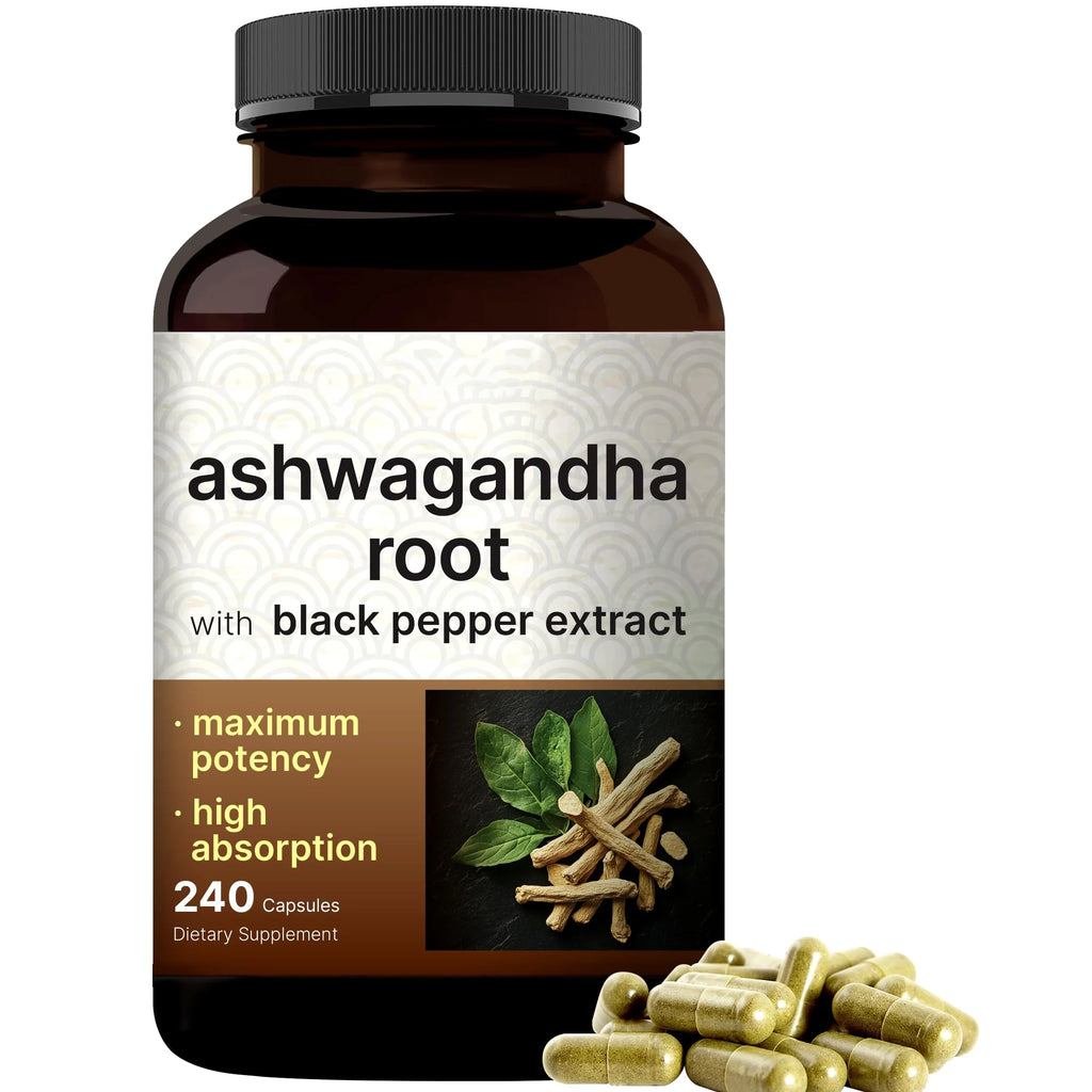 NatureBell Ashwagandha with Black Pepper, 240 Capsules | High Absorption Complex – Extra Strength Root Extract – Adaptogens Supplements for Relaxation – Non-GMO