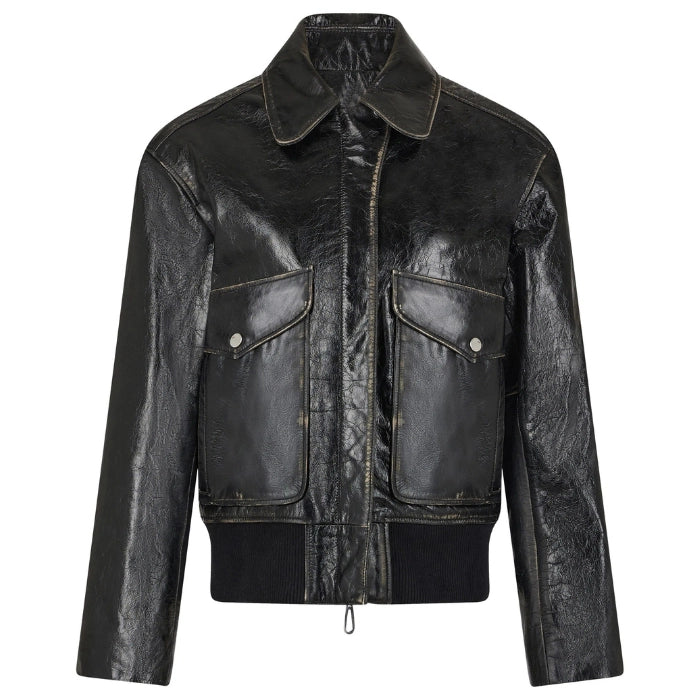 Neron Sharp Edges Bomber Leather Jacket
