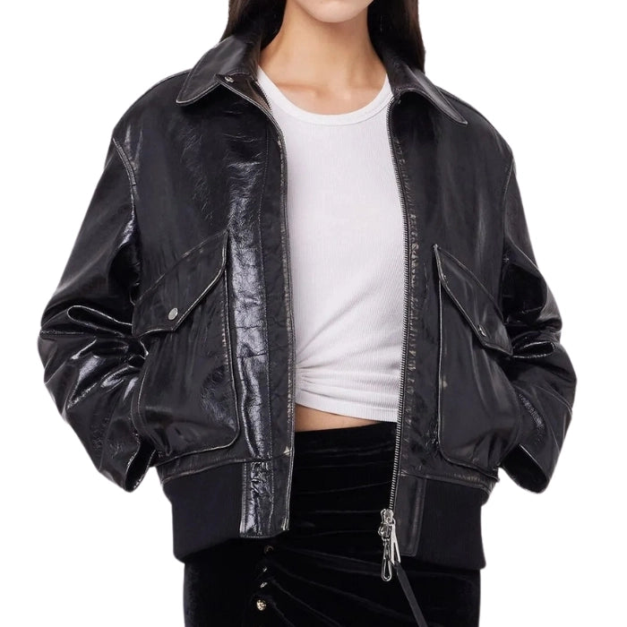 Neron Sharp Edges Bomber Leather Jacket