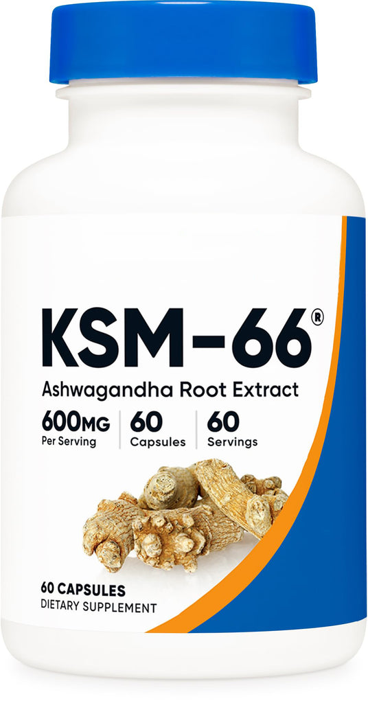 Nutricost KSM-66 Ashwagandha Root Extract 600mg, 60 Veggie Caps - 5% Withanolides - with BioPerine - Full-Spectrum Root Extract