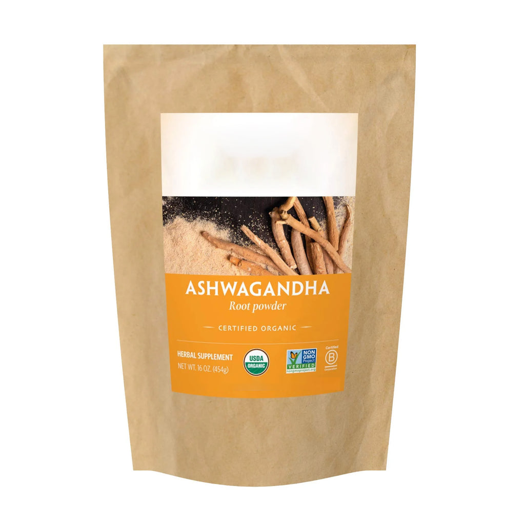 ORGANIC INDIA Ashwagandha Powder Organic - Ashwagandha Root Powder Bulk, Herbal Supplement - Vegan, Gluten-Free, Kosher, Non-GMO, Supports Stress Relief, Energy, and Sleep - 1lb Bag