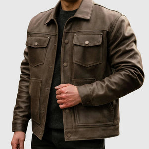 Men's Heavy-Duty Roughout Cruiser Leather Jacket