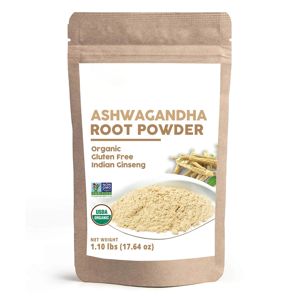 Organic Ashwagandha Root Powder - 1.10 lbs (17.64 oz) | Resealable Kraft Bag,Non-GMO, Indian Ginseng, Withania Somnifera -100% Raw from India, by SHOPOSR