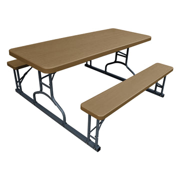 Plastic Development PIC622 Steel Frame 6′ Picnic Outdoor Table with Bench