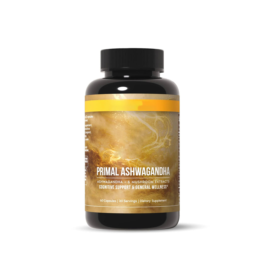Primal Harvest Ashwagandha Supplement with 5 Mushroom Extracts: Lion’s Mane, Reishi, Cordyceps, Turkey Tail & Maitake for Immune Support & Cognitive Health