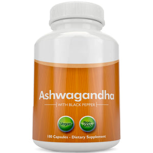 Purely Holistic Organic Ashwagandha 1300mg - 180 Vegan Capsules - 650mg of Ashwaganda per Capsule - 3 Month Supply - High Strength Ashwaganda Root Extract with Black Pepper