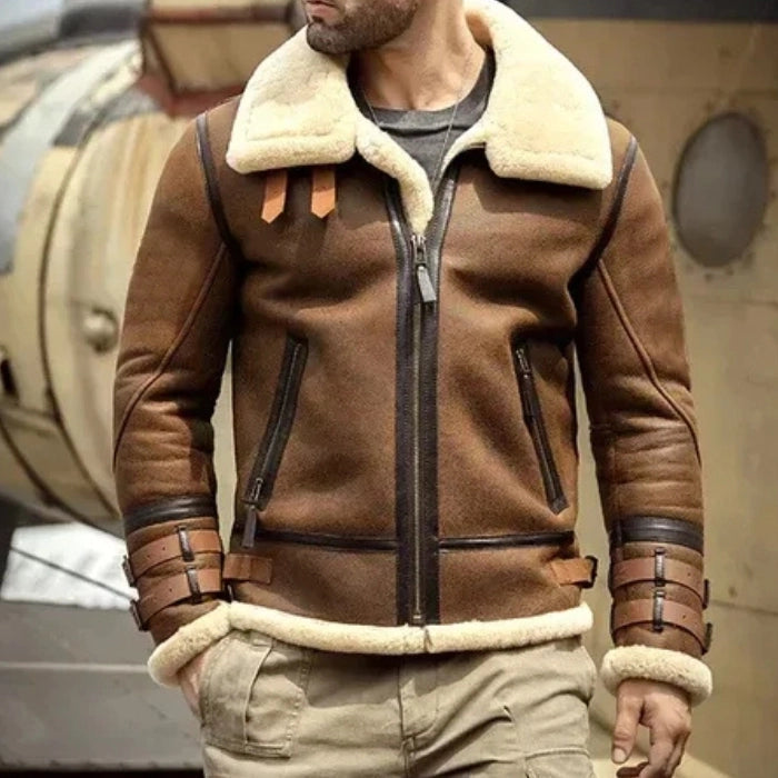 RAF B3 Aviator Style Sheepskin Shearling Lining Bomber Jacket