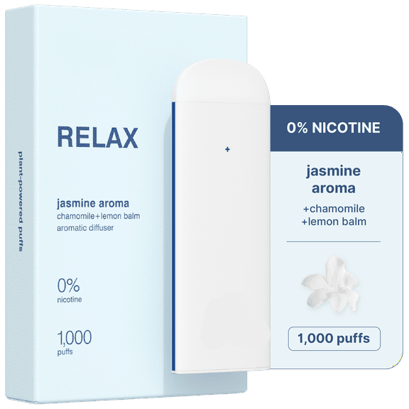 Ripple Jasmine Diffuser - 1,000 Puffs, 0% Nicotine, + Chamomile & Lemon Balm