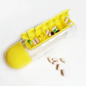 2 In 1 Pill Box Water Bottle Portable Travel Combine Daily Pill Boxmedic