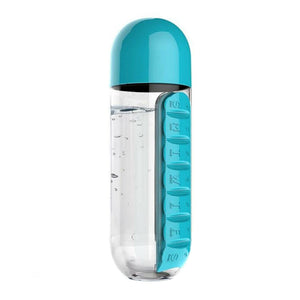 2 In 1 Pill Box Water Bottle Portable Travel Combine Daily Pill Boxmedic