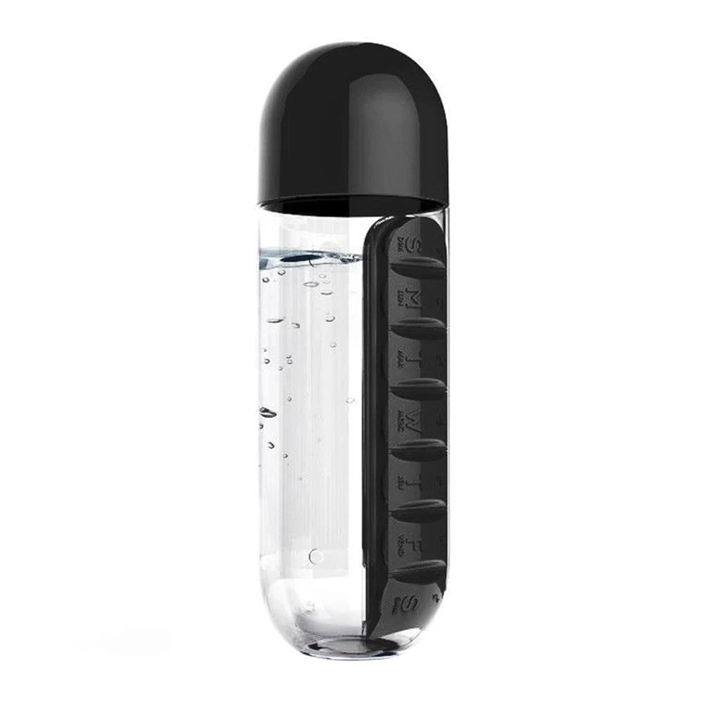 2 In 1 Pill Box Water Bottle Portable Travel Combine Daily Pill Boxmedic