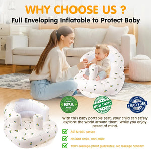 Inflatable Baby Seat for Babies 3-36 Months,Built in Air Pump Children Baby Sofa,Bumbo Seat for Learning to Sit,Feeding,Camping