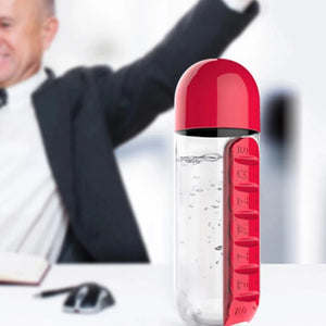 2 In 1 Pill Box Water Bottle Portable Travel Combine Daily Pill Boxmedic