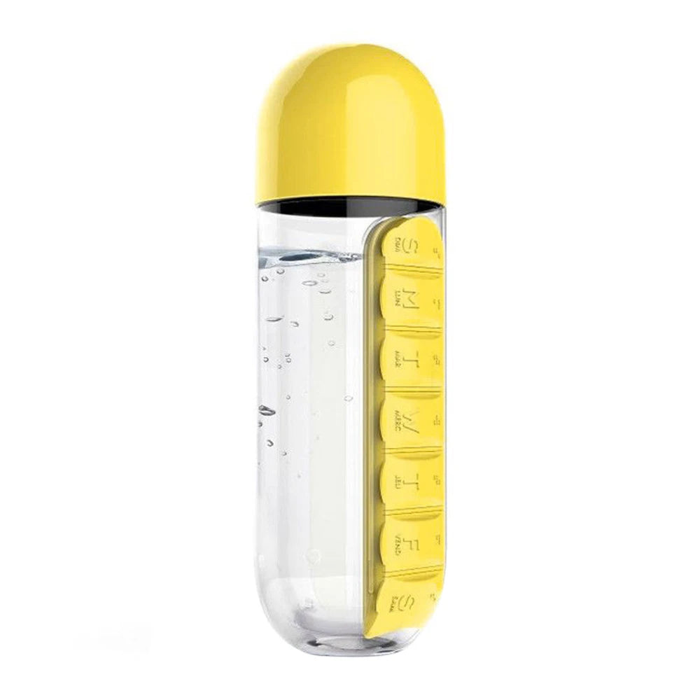 2 In 1 Pill Box Water Bottle Portable Travel Combine Daily Pill Boxmedic