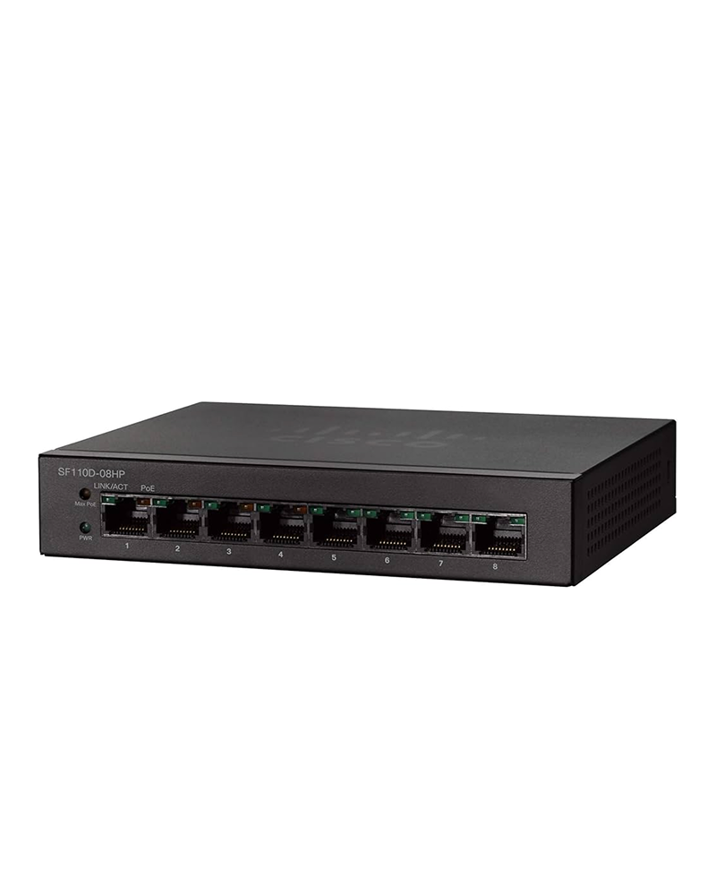 SF110D-08HP-UK|Cisco Small Business SF110D 8-Port x 4 x 10/100 (PoE) + 4 x 10/100 Unmanaged Network Switch
