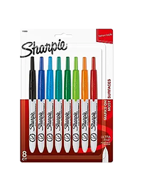 SHARPIE Retractable Permanent Markers, Ultra Fine Point, Assorted Colors, 8 Count