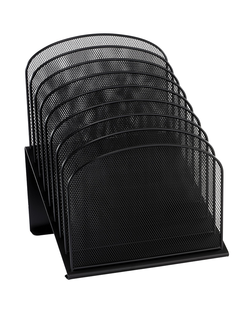 Safco Products Onyx Mesh 8-Tier Vertical Desktop Organizer 3258BL, Black Powder Coat Finish, Durable Steel Mesh Construction, Space-Saving Functionality