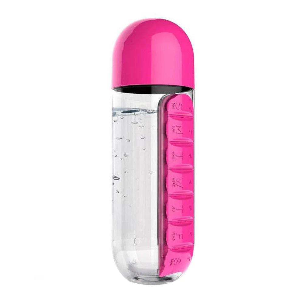 2 In 1 Pill Box Water Bottle Portable Travel Combine Daily Pill Boxmedic