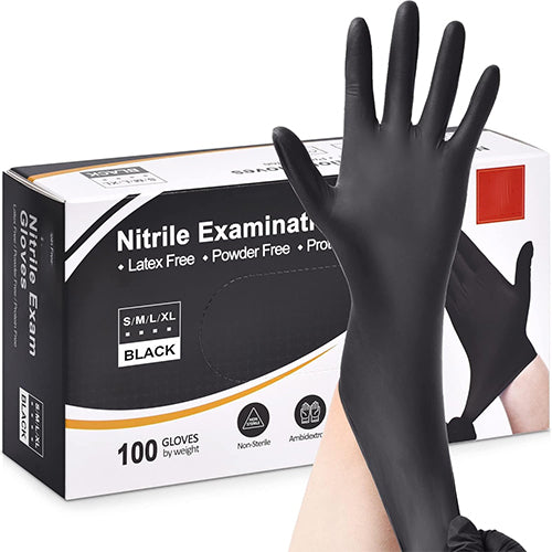Schneider Nitrile Exam Gloves, Black Latex Free Powder Free Disposable Gloves for Medical, Cooking, Cleaning, and Food Prep