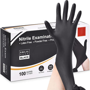 Schneider Nitrile Exam Gloves, Black Latex Free Powder Free Disposable Gloves for Medical, Cooking, Cleaning, and Food Prep