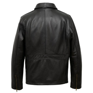 Urban Black Leather Shirt Collar Jacket