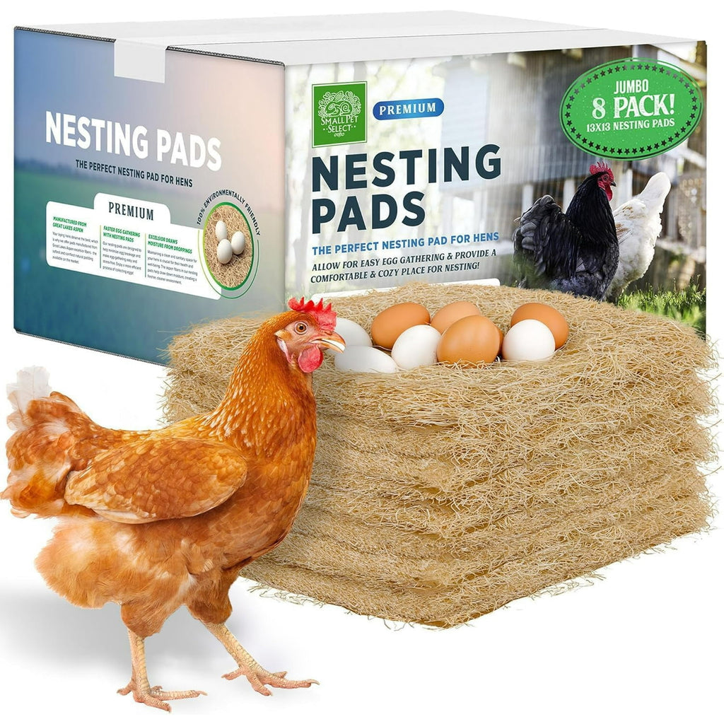 Small Pet Select - Chicken Nesting Pads (8-Pack), 13x13, for Hens, Fits Most Nesting Boxes, Chicken Coop Nest Liners