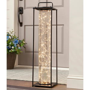 Exposed Rope Led Clear Column Floor Lamp White Modern Contemporary