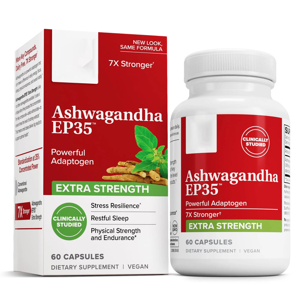 Terry Naturally Ashwagandha EP35 Extra Strength - Herbal Supplement for Sleep Support - Aid Healthy Stress Response - Endurance & Energy Support - 60 Capsules (60 Servings)